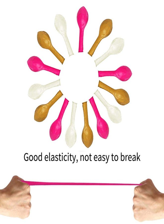 AMFIN® 10 Inch (Pack of 50) Pink Golden & White Metallic Balloons with Matching Ribbon for Decoration, Balloon for Birthday Decor, Anniversary Party, Baby Shower, Home Decorations Balloon - Image 5
