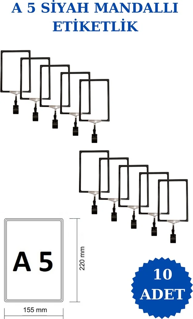اسطنبول مانكين Istanbul Mannequin 10 Pieces Black A5 Latch Shelf Tag Basket Tag Framed Label Holder Donkey Hanger Tag