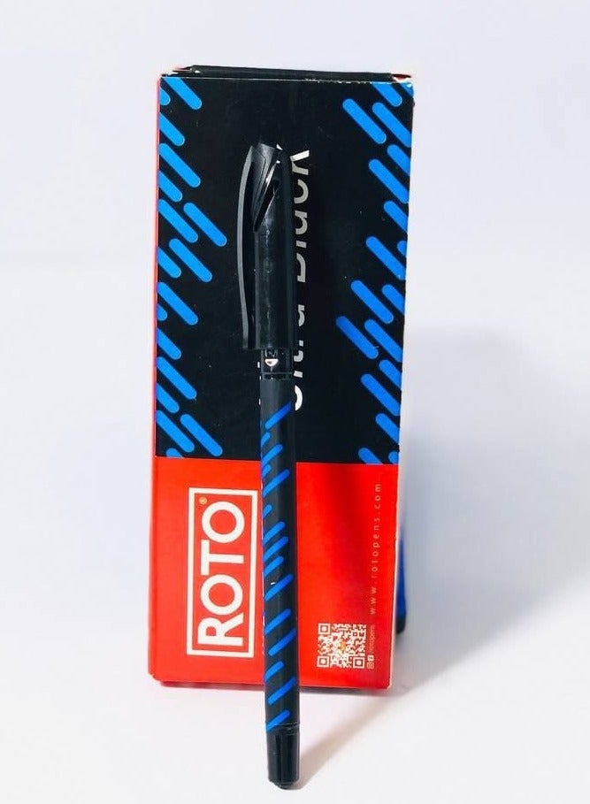 ROTO ballpoint pen, 1 mm needle tip, blue ink color. Box: 12 pens.