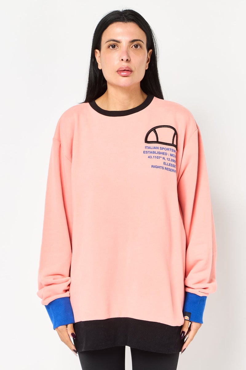 Ellesse Women Sportswear Fit Long Sleeves Outdoor Sweatshirt, Coral - Image 1