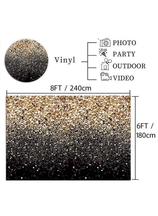 Fanghui - Vinyl 8X6Ft Gold And Black Photography Backdrop Sequin Spot Bokeh Starry Sky Background Supplies Wedding Baby Portrait Shooting Photo Booth Props - Image 1