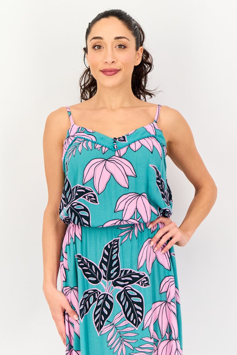 promod Women Floral Print Sleeveless Maxi Dress, Multicolor - Image 2