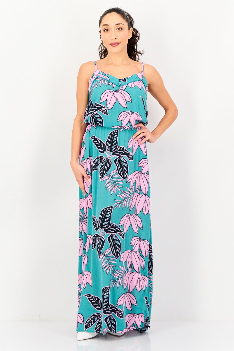 promod Women Floral Print Sleeveless Maxi Dress, Multicolor - Image 1