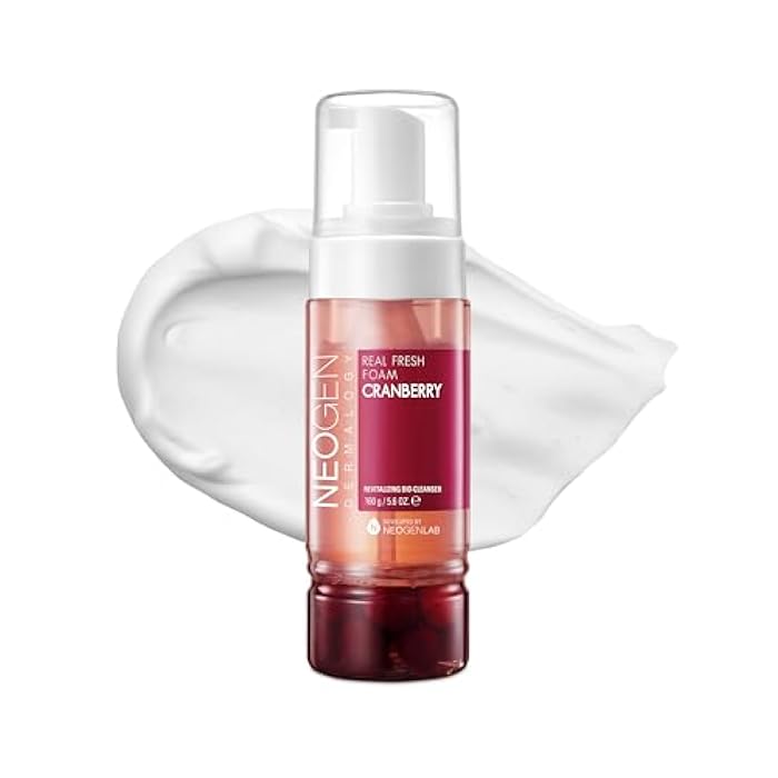 DERMALOGY by NEOGENLAB Real Fresh Foam Cleanser, Cranberry 5.6 Fl Oz (160g) - Revitalizing & Hydrating Gentle Cleansing Foam with Real Cranberries, Clean Beauty - Korean Skin Care - Image 1