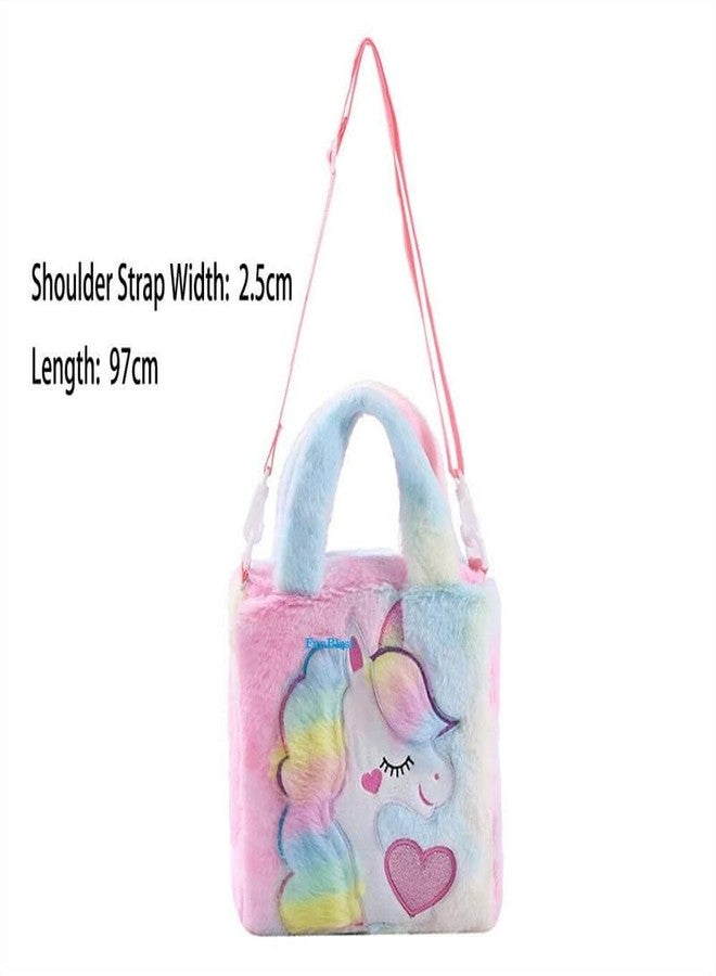 Mabron Elevate style with the Girls' Unicorn Crossbody Tote. Soft, fluffy fur in a vibrant multicolor design makes it a whimsical and trendy accessory - Image 5
