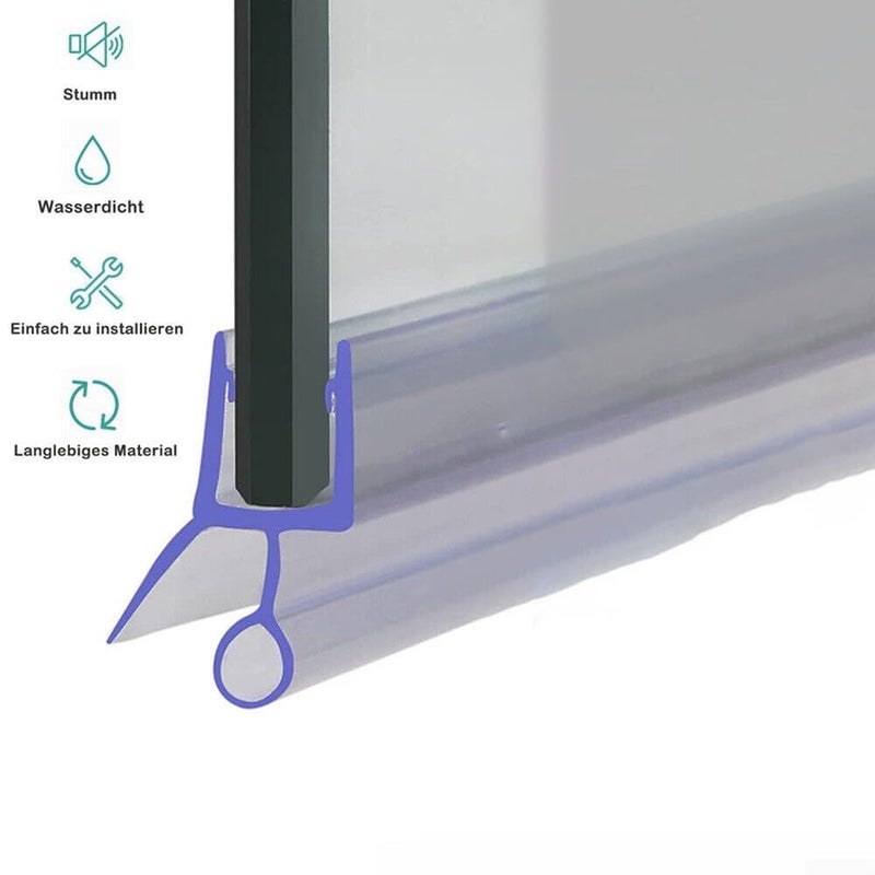 Shower Door Seal Strip Replacement 50cm Transparent PVC Water Deflector 10mm Easy Cut Wet Dry Separation 2 Pack - Image 4