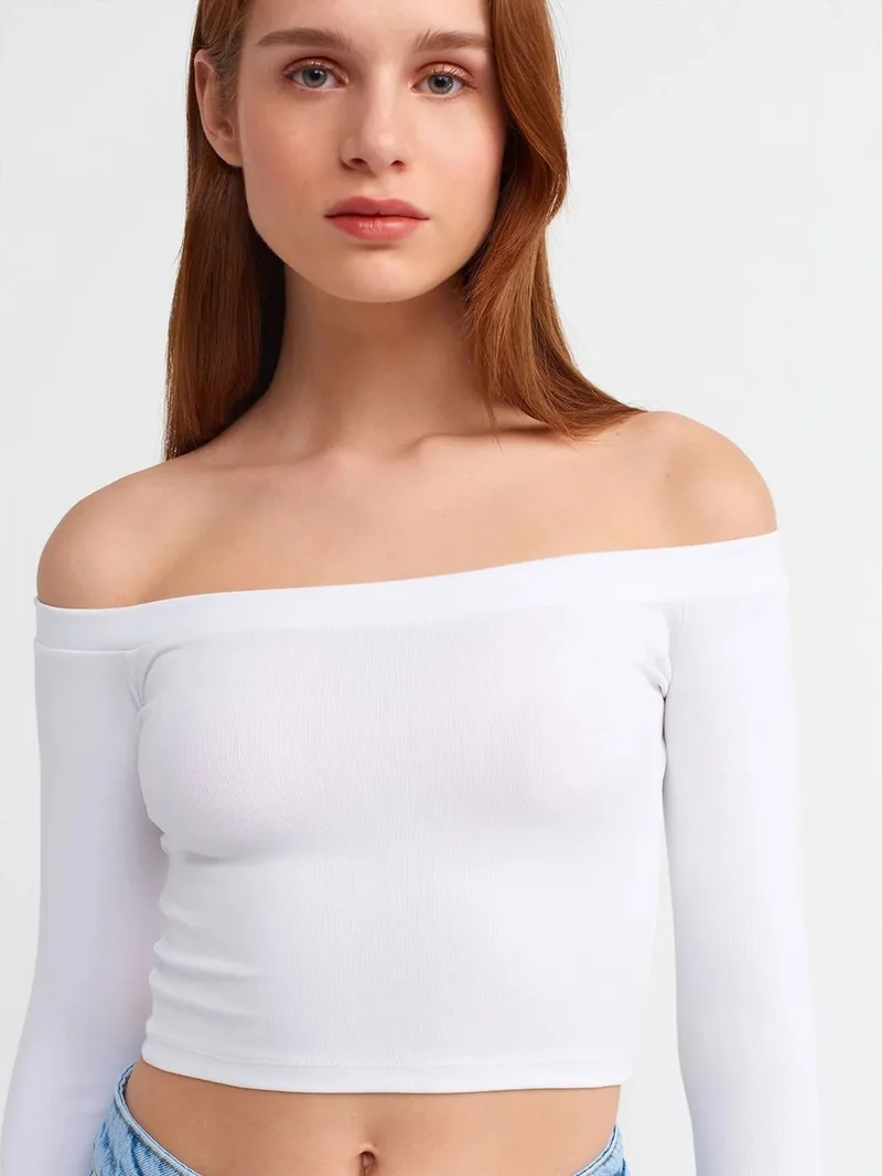 ديلفين DILVIN Women’s Off-shoulder Crop Blouse