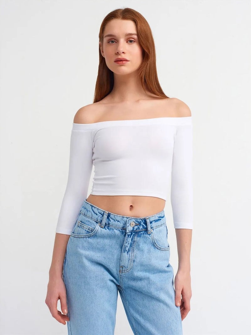 DILVIN Women’s Off-shoulder Crop Blouse - Image 4