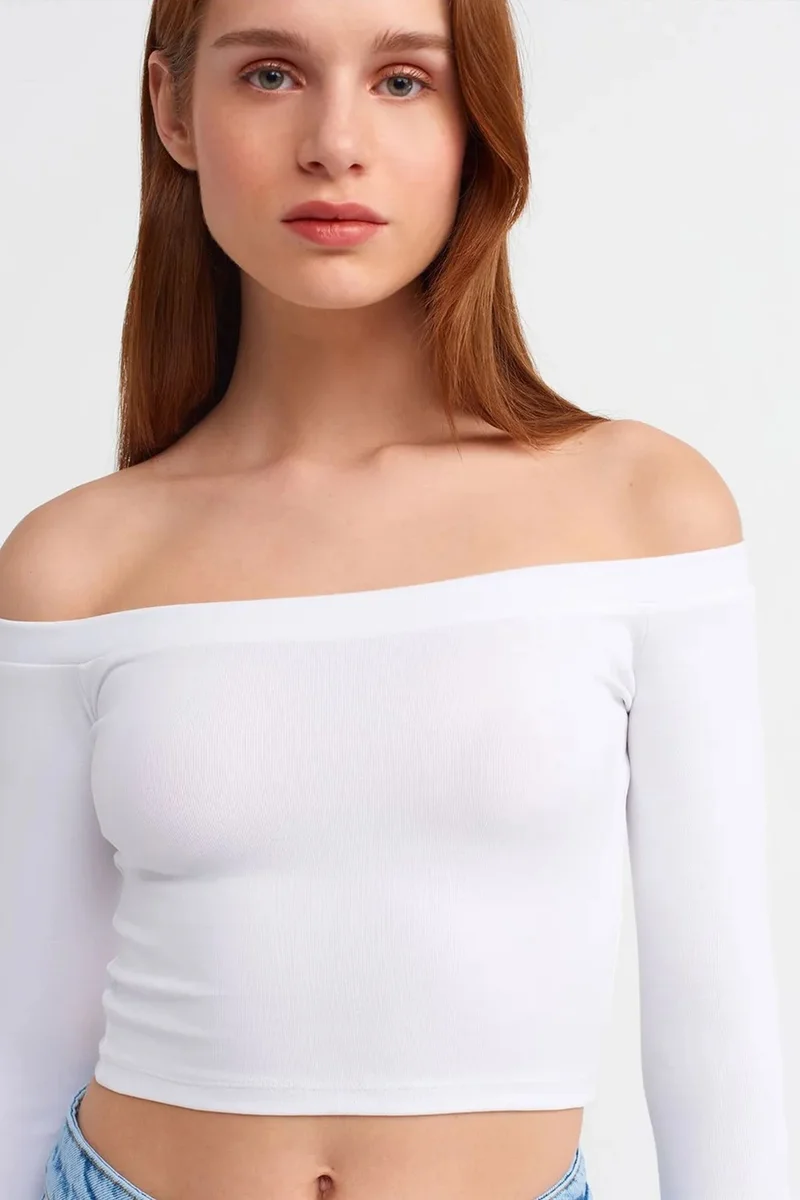 DILVIN Women’s Off-shoulder Crop Blouse