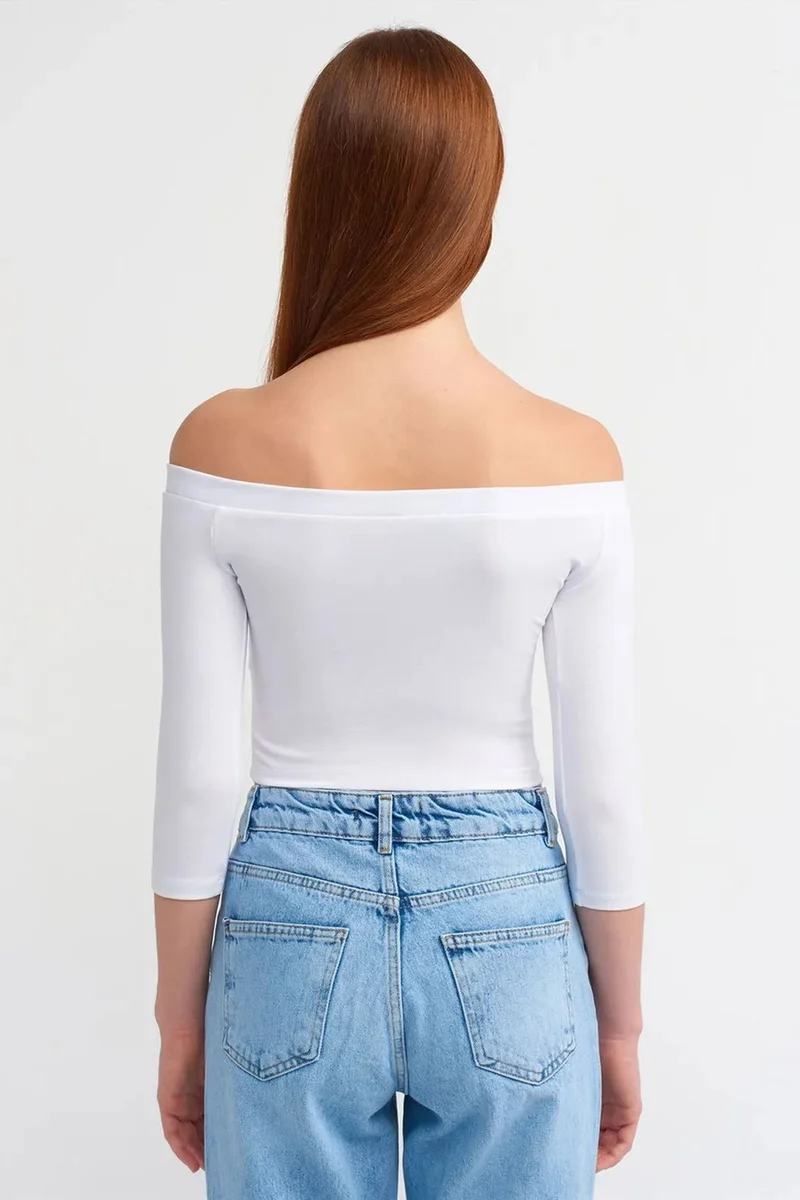 Dilvin White DILVIN Women’s Off-shoulder Crop Blouse for Women | Best Price UAE