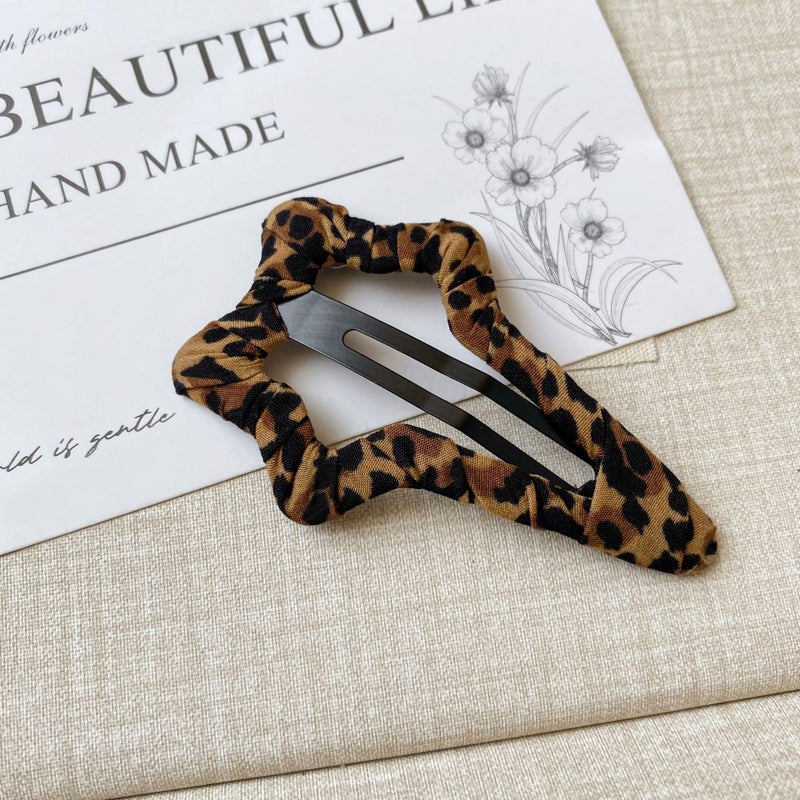 Korean Retro Leopard BB Hairclip Fashion Simple Five-pointed star water drop leopard print