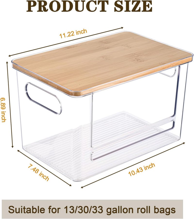 Hiitytin Extra Large Trash Bag Storage Dispenser with Bamboo Lid, Kitchen, Pantry, Laundry, Room Organization - Image 5