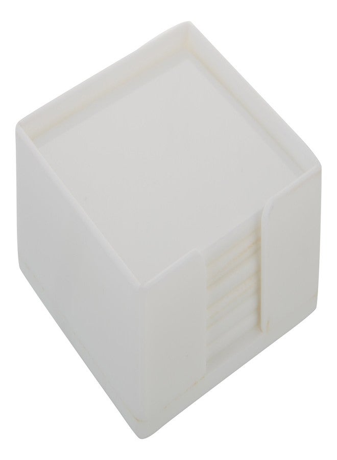 Barcrock Acrylic Square Coasters with Stand, 6 Piece (White, ARM608-W) - Image 2