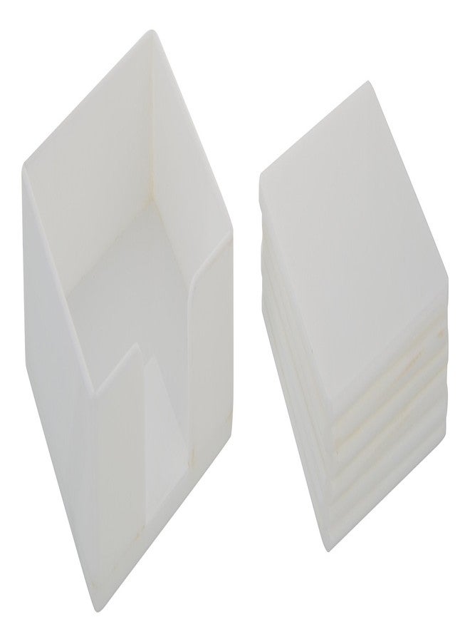 Barcrock Acrylic Square Coasters with Stand, 6 Piece (White, ARM608-W) - Image 3