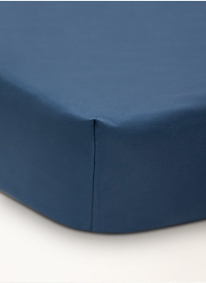 American Linen Queen Plain Fitted Sheet with 2 Pillow Case 180 x 200 Cm Navy Blue  - Image 2
