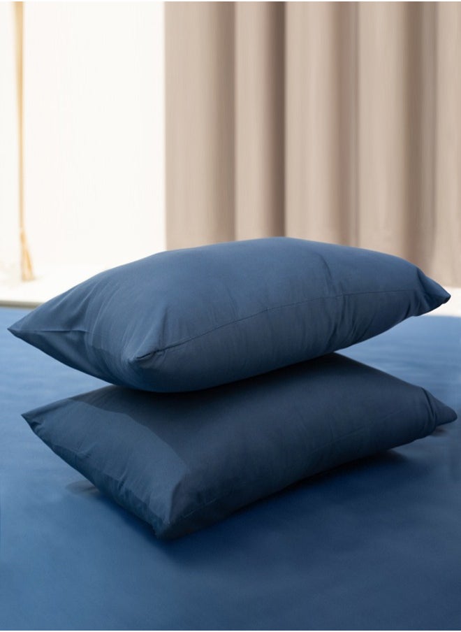American Linen Queen Plain Fitted Sheet with 2 Pillow Case 180 x 200 Cm Navy Blue  - Image 4
