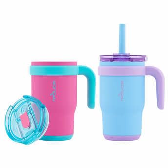 REDUCE 14oz Coldee Tumbler with Handle for Kids Leakproof Insulated Stainless Steel Mug with Lid & Straw Keeps Drinks Cold up to 18 Hrs - Spill Proof Chew-Resistant Straw- 2 Pack - Image 3
