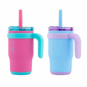 REDUCE 14oz Coldee Tumbler with Handle for Kids Leakproof Insulated Stainless Steel Mug with Lid & Straw Keeps Drinks Cold up to 18 Hrs - Spill Proof Chew-Resistant Straw- 2 Pack - Image 2