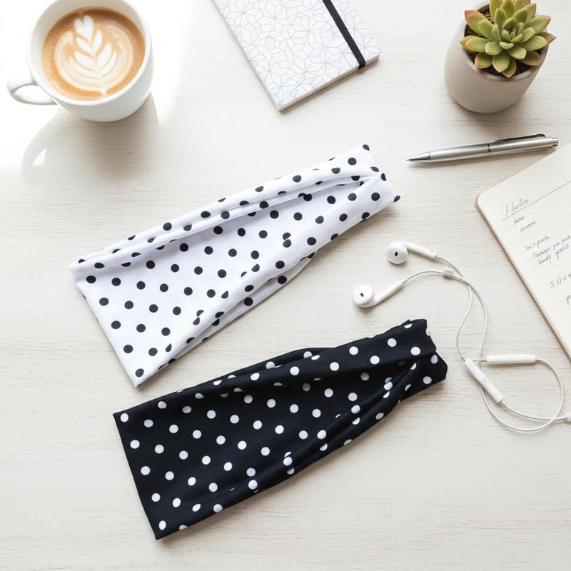 TERSE Headbands for Women Trendy Polka Dot Hair Bands for Yoga Workout Every Day Wide Thick Head Bands - Image 2