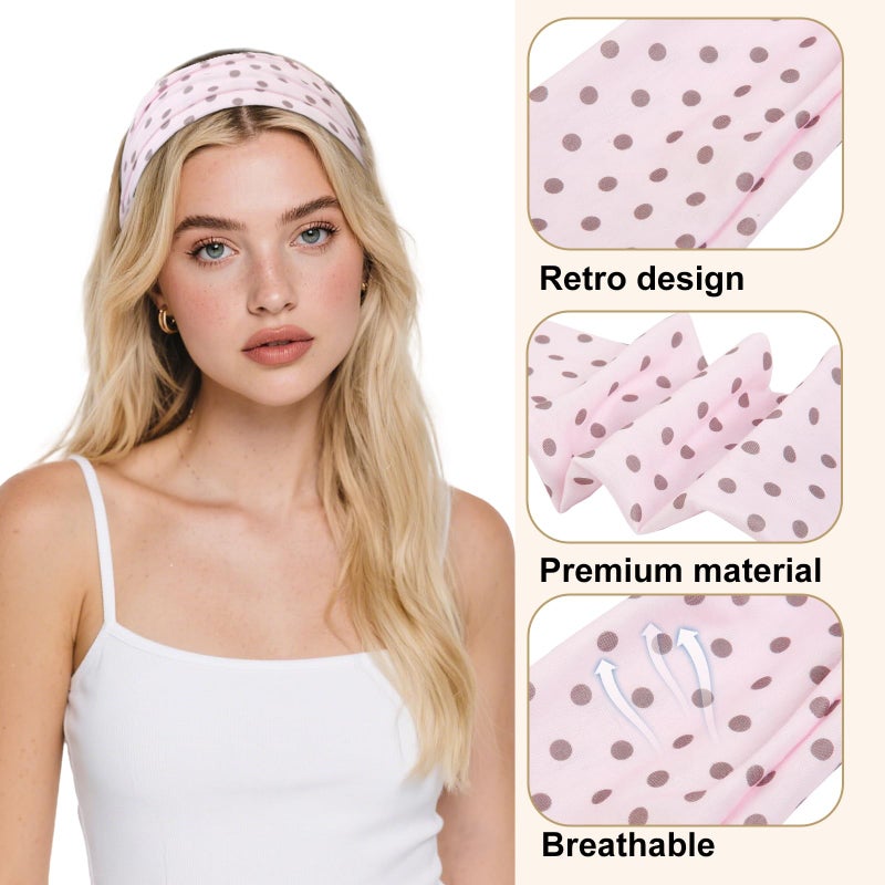 TERSE Headbands for Women Trendy Polka Dot Hair Bands for Yoga Workout Every Day Wide Thick Head Bands - Image 3
