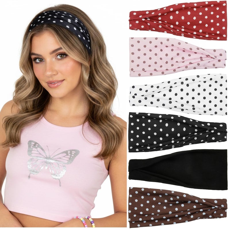 TERSE Headbands for Women Trendy Polka Dot Hair Bands for Yoga Workout Every Day Wide Thick Head Bands - Image 1
