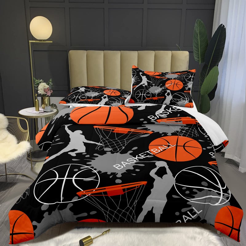 Bodhi 3D Basketball Sports Comforter Gamer Comforter Set for Teen BoysKids Soft Microfiber Bedding Set with PillowcasesTwin Size2PCS1 Comforter1 Pillow Shams 4003