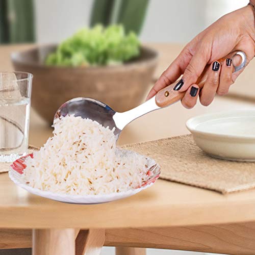 pepplo Stainless Steel Rice Paddle Scoop Spoon，Rice Scooper with Wooden Handle - Cooking Utensil Kitchen Tool(1pcs) - Image 1
