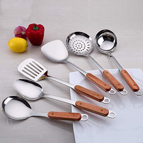 pepplo Stainless Steel Rice Paddle Scoop Spoon，Rice Scooper with Wooden Handle - Cooking Utensil Kitchen Tool(1pcs) - Image 5