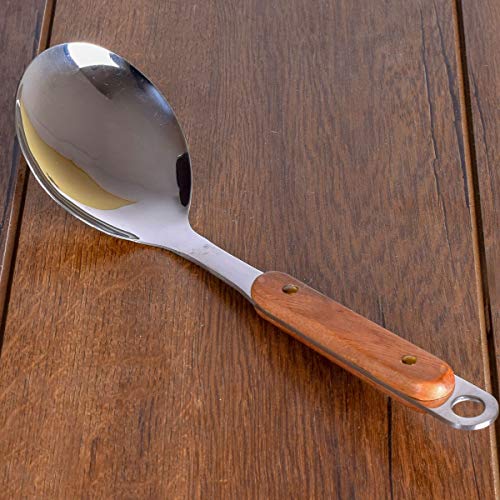 pepplo Stainless Steel Rice Paddle Scoop Spoon，Rice Scooper with Wooden Handle - Cooking Utensil Kitchen Tool(1pcs) - Image 4