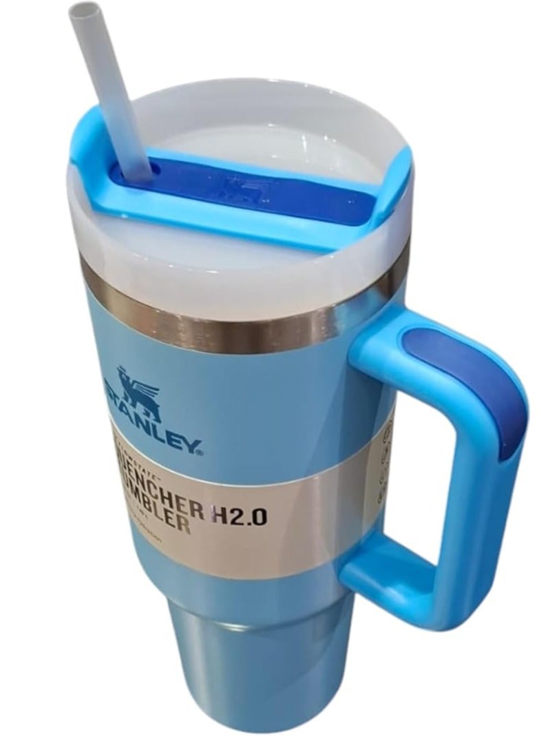 ستانلي كوب حراري ستانلس استيل ستانلي مع غطاء وماصه يحفظ المشروبات الساخنه والبارده والمثلج سعه 1.18 لتر (ازراق فاتح) - Image 3