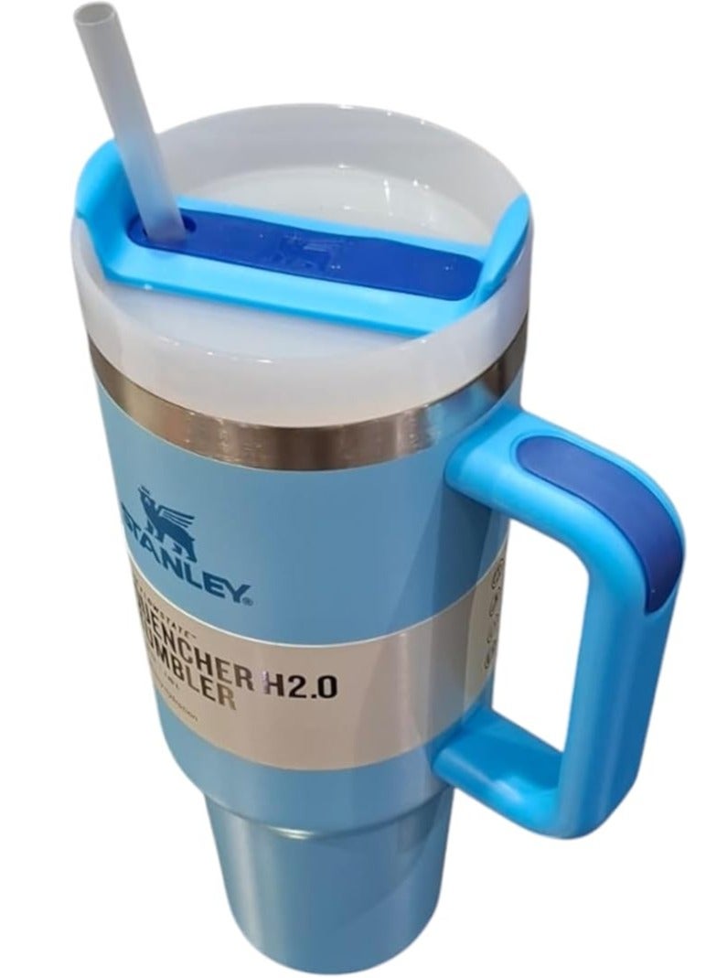 ستانلي كوب حراري ستانلس استيل ستانلي مع غطاء وماصه يحفظ المشروبات الساخنه والبارده والمثلج سعه 1.18 لتر (ازراق فاتح) - Image 1