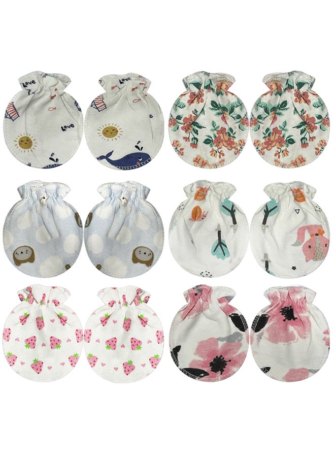 MARGOUN 6 Packs Newborn Baby Mittens Anti Scratch Baby Mittens No Scratch Mittens Baby Gloves for 0-6 Months Boys Girls Multicolour  - Image 2