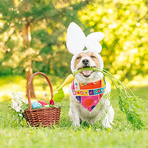 Sanwuta 60 Pcs Easter Dog Bandanas Bulk Bunny Dog Bandanas Adjustable Puppy Bibs Triangle Scarf Holiday Pet Costume for Small Medium Pet Bunny Pattern - Image 3