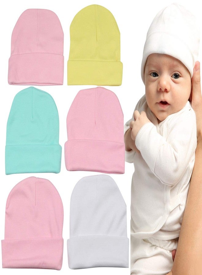 ToBeInStyle Babies' 6-Pack Infant Comfy Cotton Beanies - Pastel Girl - One Size - Image 2