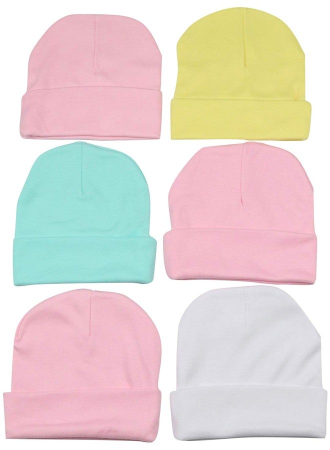 ToBeInStyle Babies' 6-Pack Infant Comfy Cotton Beanies - Pastel Girl - One Size - Image 1