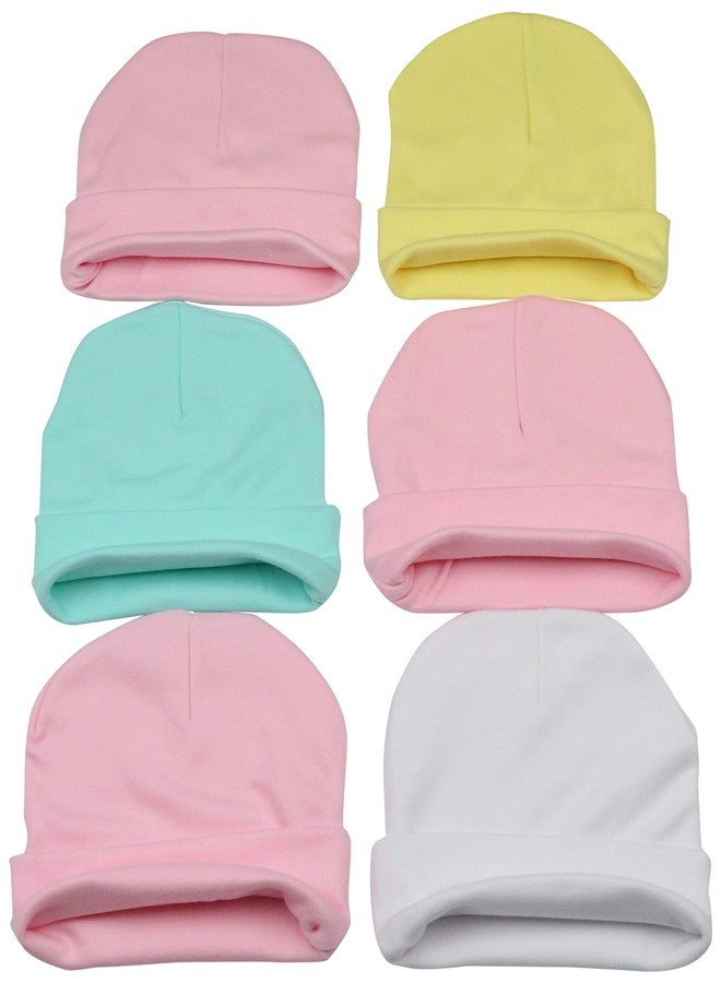 ToBeInStyle Babies' 6-Pack Infant Comfy Cotton Beanies - Pastel Girl - One Size - Image 5