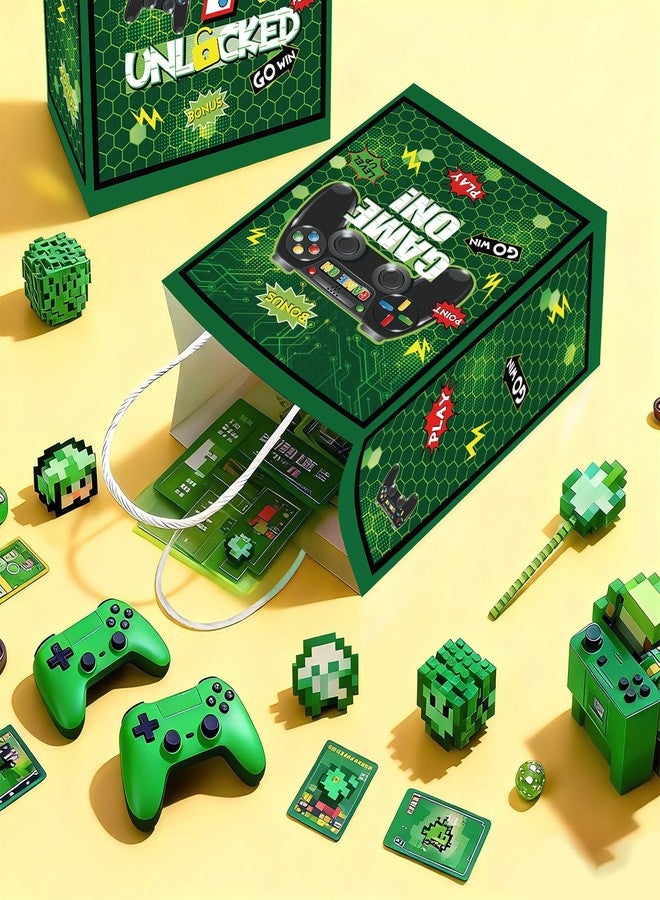 Grencian 16Pcs 10th Video Game Birthday Party Favors Bags Green Level 10 Goodie Bags with Handles 10th Video Game Birthday Party Decorations for Kids Boys 10 Years Old Gamer Gaming Party Supplies - Image 4