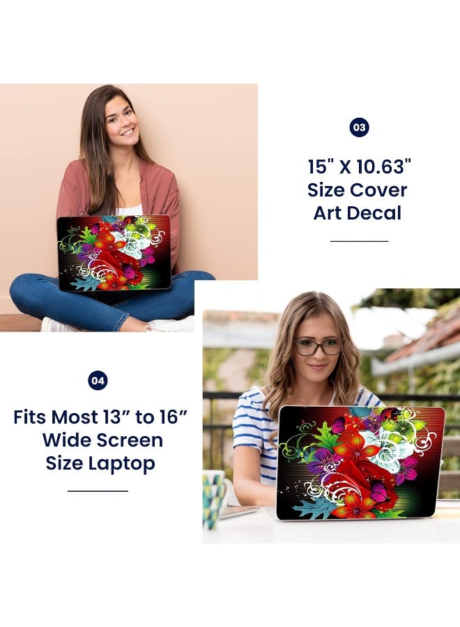 LSS Laptop 15 15.6 Skin Cover with Colorful Floral Pattern - Image 3