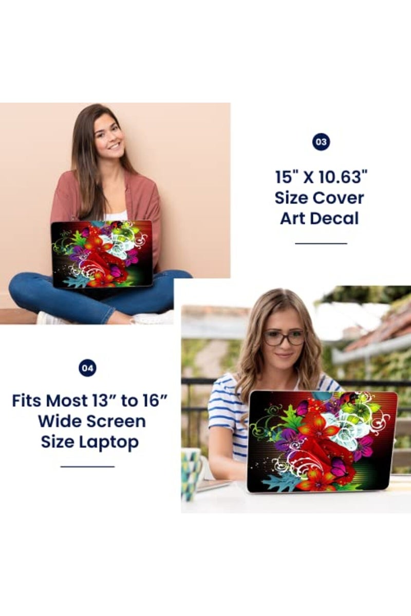 LSS Laptop 15 15.6 Skin Cover with Colorful Floral Pattern - Image 3