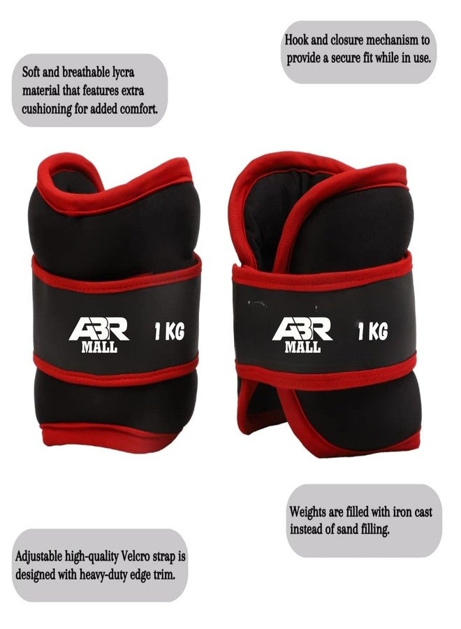 ABR Mall Adjustable Ankle & Wrist Weights Pair - Skin-Friendly Soft Fabric, Durable Leg Weights for Running, Jogging, Gym, Aerobics & Home Workouts (Unisex, Red) - Image 4