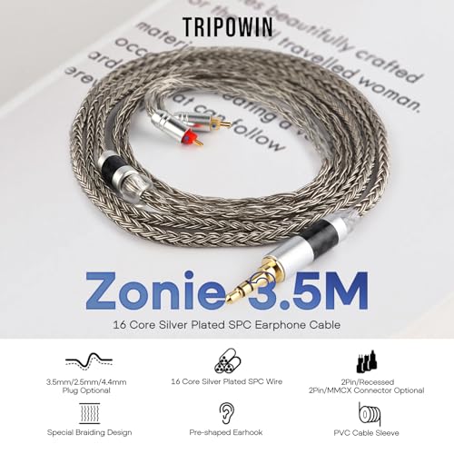 Linsoul Tripowin Zonie IEM Cable, 16 Core Silver Plated Earphone Upgraded Cords, 1.25m SPC in Ear Monitor Cable for 7HZ Timeless AE TINHIFI T2 PRO T3 T4(MMCX, 3.5mm)(Grey) - Image 2