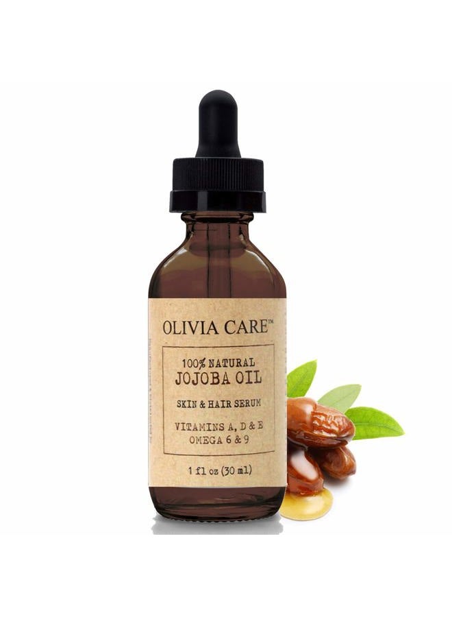 Olivia Care Jojoba Oil Serum - 100% Natural, Pure & Cold Pressed - for Face, Body & Hair - Infused with Antioxidents, Vitamin A, D, E & Omega 6, 9 | Moisturizing & Hydrating - Image 1