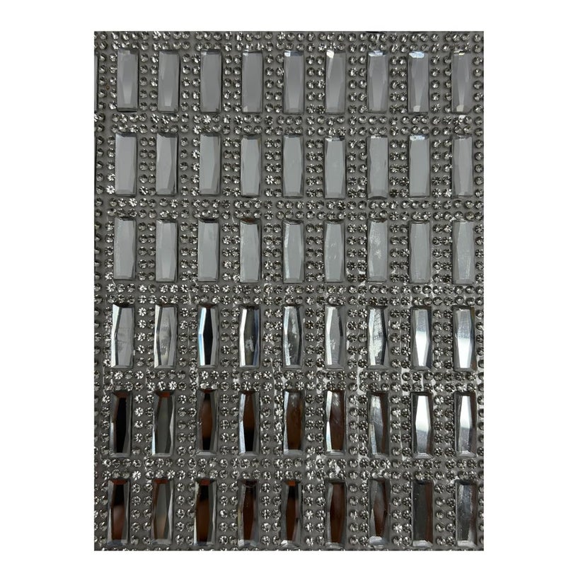 DeLush Resin Self Adhesive Pipe Design Silver Rhinestone Sticker Roll DIY Decoration Hotfix Crystal Gem Sheet for Art and Craft 40cm x 24cm - Image 2