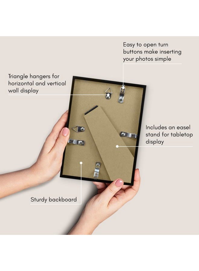 Americanflat 5x7 Picture Frame with Shatter-Resistant Glass - Set of 2 - Use as 4x6 Frame with Mat or 5x7 Without Mat - Streamline Collection - Thin Photo Frame for Wall and Tabletop Display - Black - Image 5