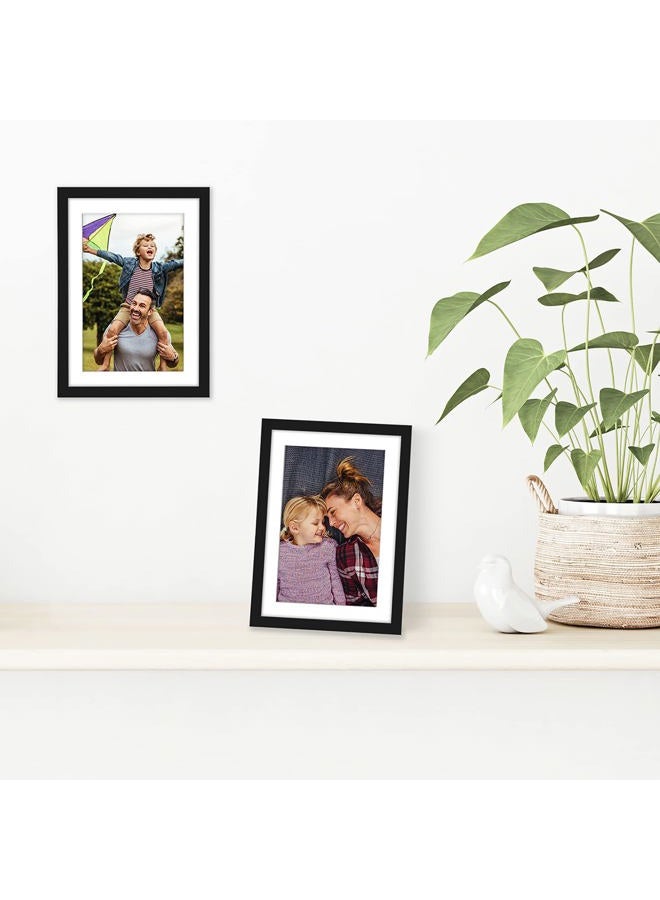 Americanflat 5x7 Picture Frame with Shatter-Resistant Glass - Set of 2 - Use as 4x6 Frame with Mat or 5x7 Without Mat - Streamline Collection - Thin Photo Frame for Wall and Tabletop Display - Black - Image 4