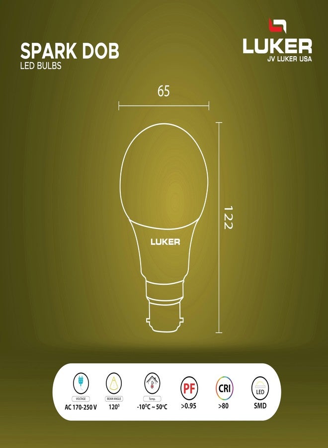 LUKER JVLuker 12W LED Bulb E27 Base Energy Efficient 2 Star Light 120 Degree Wide Beam Coverage High CRI Surge Protection Lights for Home and Office, 1 Year Warranty (Pack of 2, Warm White) - Image 3