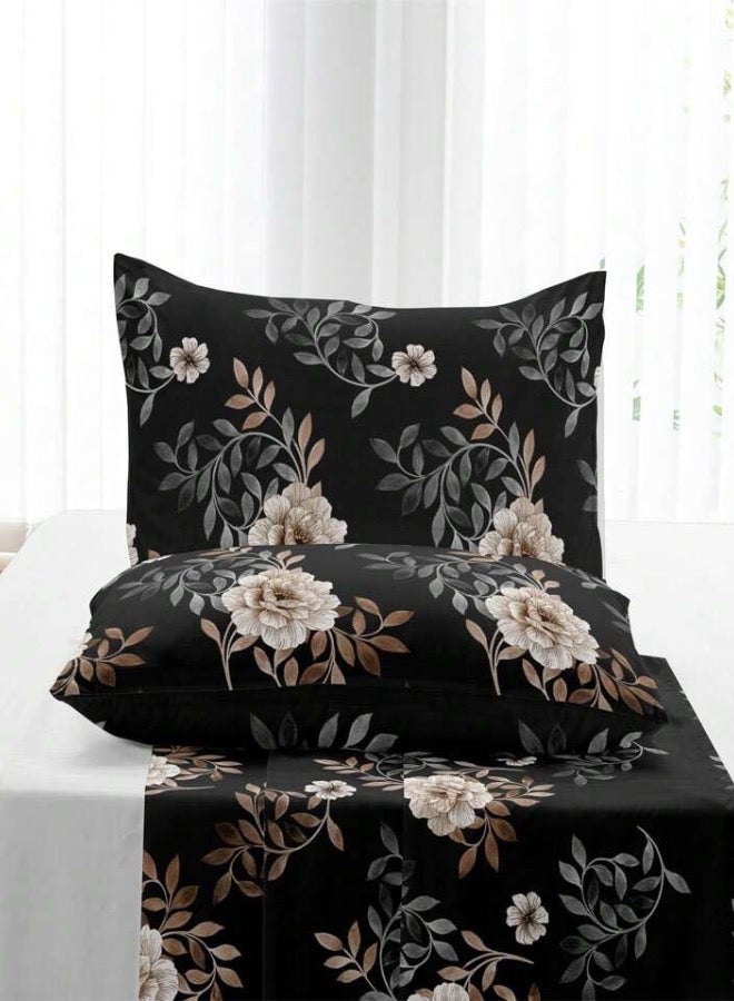 LUNA Home Queen size, 6-piece duvet cover set with a black background with beige roses.  - Image 4