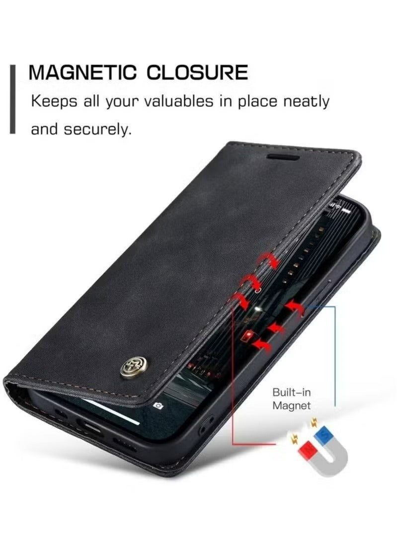 CaseMe iPhone 15 Leather Case Wallet Flip Cover Card Slots Magnetic Closure Stand Phone Holder Function Fold Shockproof Protective Full Protection Anti-drop Anti-scratch Accessory For iPhone 15 - Image 4