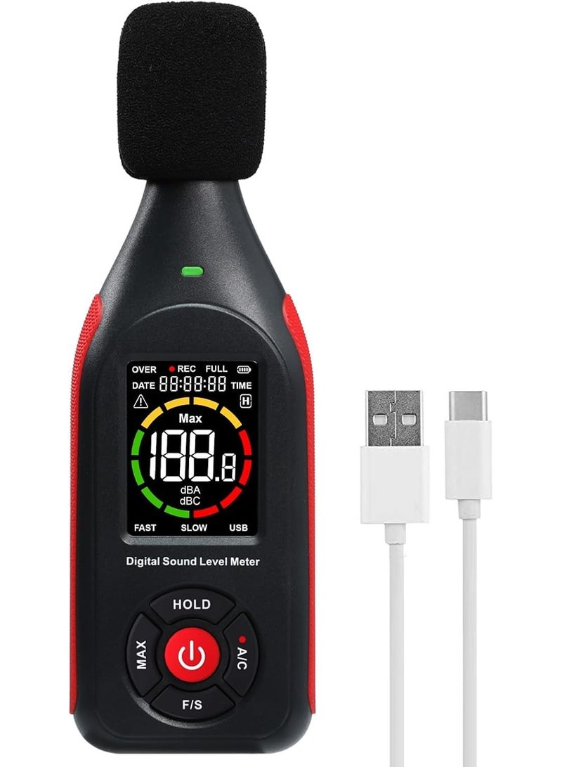 SYOSI Sound Level Meter, Noise Monitoring Device, Digital Decibel Logger with Data Logging/Graph Printing, A/C Weighted, 30~130dB, Fast/Slow, MAX, Data Hold, 3-Color Alarm for Noisy Neighbor Factory - Image 1