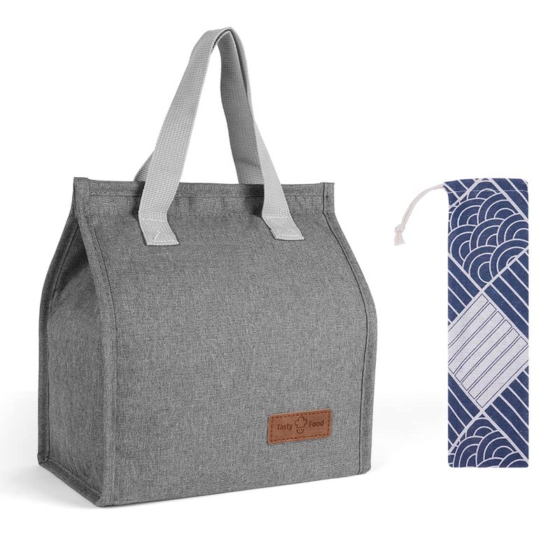 Vicloon Lunch Bags for Women Men Portable Lunch Box Bag Insulated Cooler Bag Thermal LeakProof Lunch Organizer Thermal Cooler Bag for Work Outdoor School Travel Grey